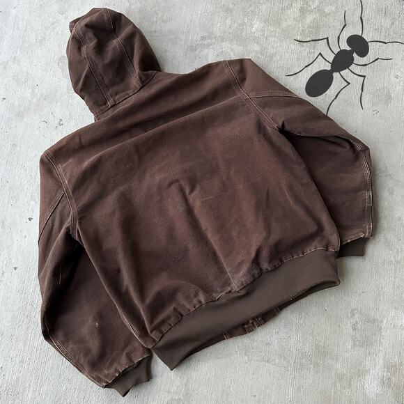 Vintage Y2K Carhartt J158 DKB brown hooded work wear jacket - Picture 6 of 8